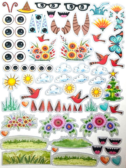Whimsical Accessories · Ephemera Sticker Sheet for journaling, collage, ATCs, and creative play