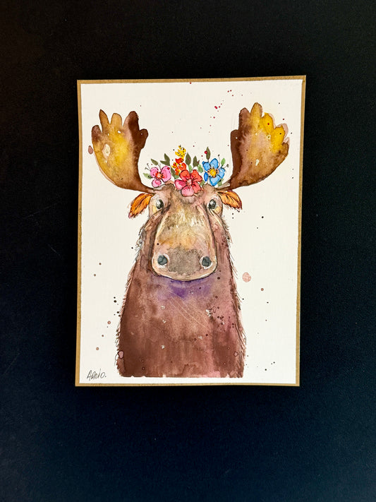 Fine Art Print – “Floral Crown Moose” by AdriO