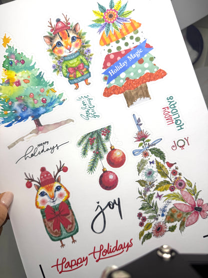 🎄 Holiday Watercolor Paper Sticker Ephemera – PagesForYou® by AdriO