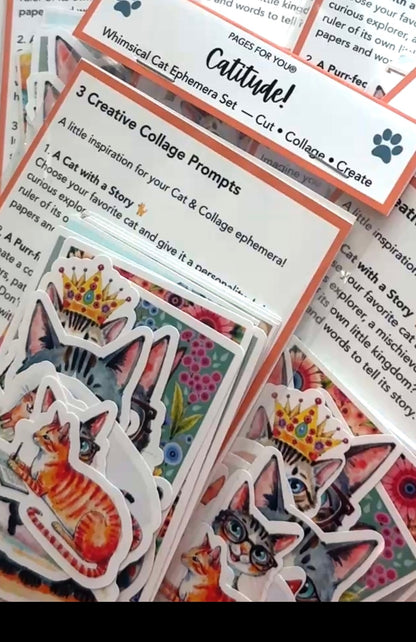 Catitude Whimsical Cat Ephemera Set