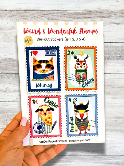 Weird & Wonderful Collectible Stamp Stickers – 4pc Vinyl Die-Cut Set