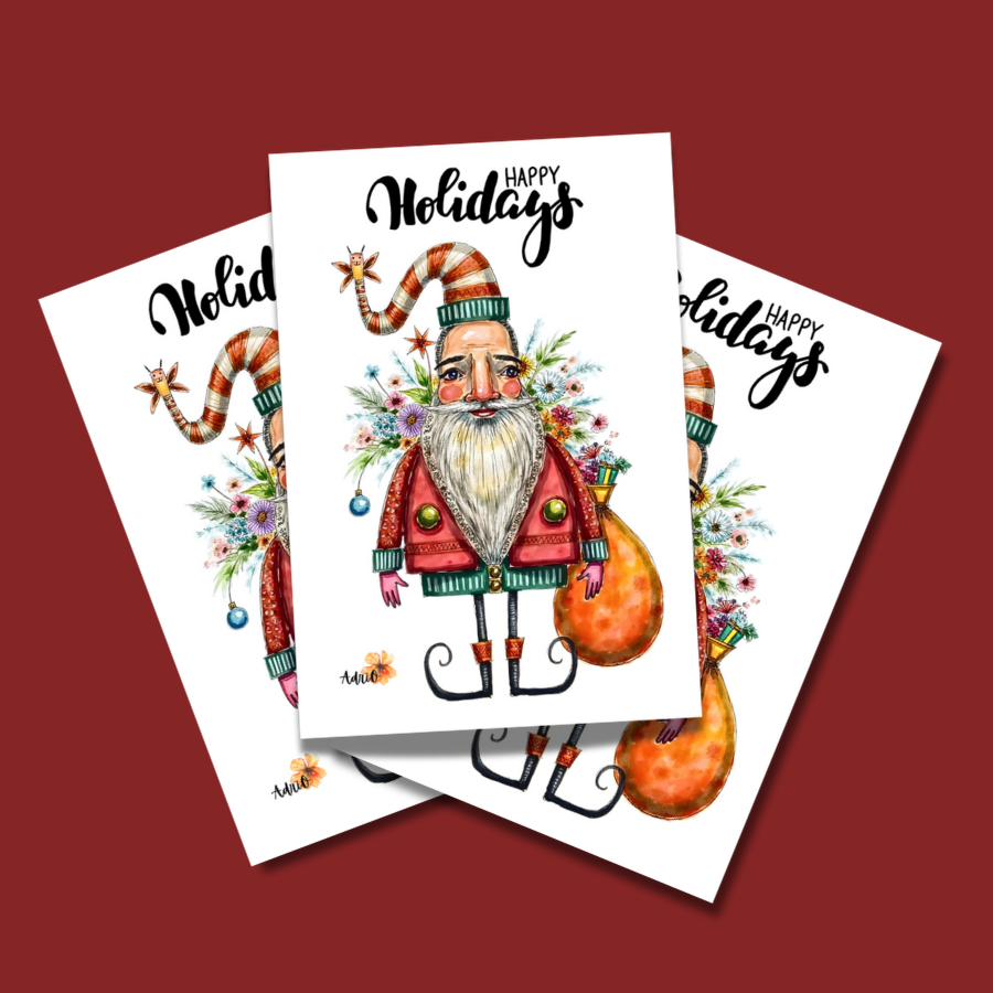 Limited Edition Santa Happy Holidays Greeting Card