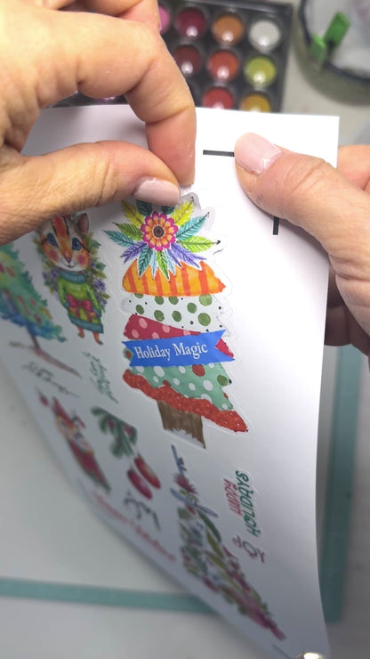 🎄 Holiday Watercolor Paper Sticker Ephemera – PagesForYou® by AdriO