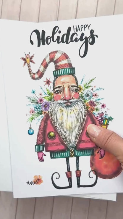 Limited Edition Santa Happy Holidays Greeting Card